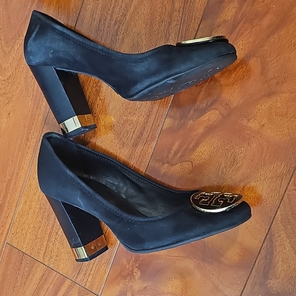 Tory Burch “Maddie” Suede Pumps — Elegant Block Heel Classic Sz 7.5 - Picture 9 of 13